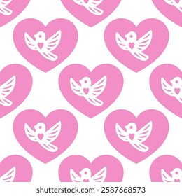 Trendy  Floral Heart Pattern with birds