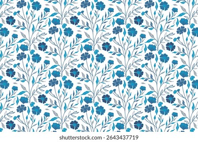 trendy floral outline illustration in repeat pattern for fabric home fashion use including bedsheet covers and table cloths

