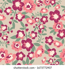 Trendy Floral pattern. Botanical Motifs. Seamless vector texture for fashion prints. 