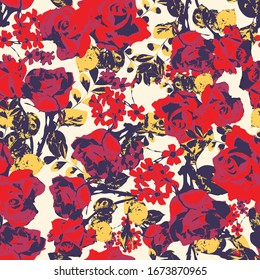 Trendy Floral pattern. Botanical Motifs. Seamless vector texture for fashion prints. 