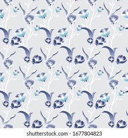 Trendy Floral pattern. Botanical Motifs. Seamless vector texture for fashion prints. 