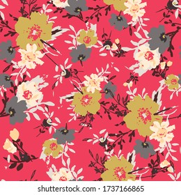 Trendy Floral pattern. Botanical Motifs. Seamless vector texture for fashion prints. 