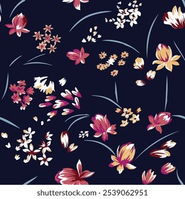 Trendy Floral pattern. Botanical Motifs. Seamless vector texture for fashion prints. illustration.