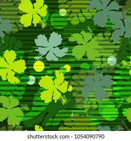 Trendy Floral pattern  of flowers and leaves. Tropical botanical Motifs scattered random. Seamless vector texture. Printing with in hand drawn style on dark background
