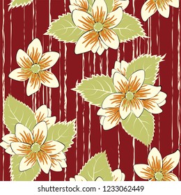 Trendy Floral pattern in the of flowers and leaves .Outline botanical Motifs scattered random. Seamless vector texture for fashion prints. Printing with in hand drawn