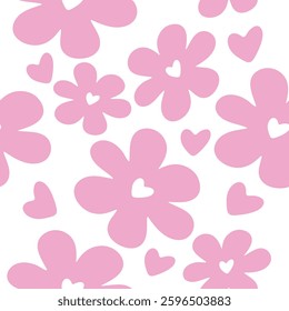 Trendy floral pattern with hearts