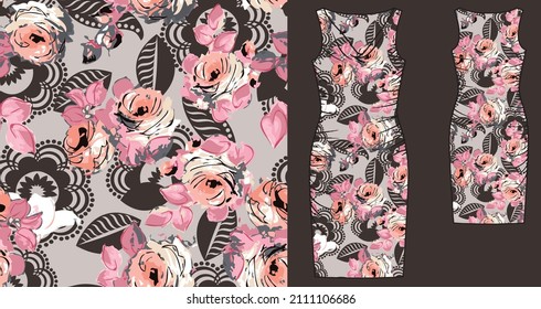 Trendy Floral pattern.  Liberty style. Floral seamless background for fashion prints. Vintage print. Seamless vector texture. Printing with in hand drawn style.