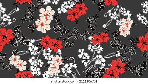 Trendy Floral pattern.  Liberty style. Floral seamless background for fashion prints. Vintage print. Seamless vector texture. Printing with in hand drawn style.