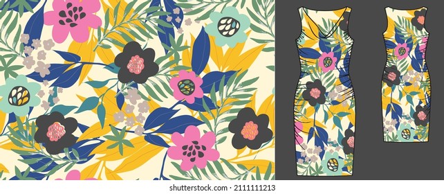 Trendy Floral pattern.  Liberty style. Floral seamless background for fashion prints. Vintage print. Seamless vector texture. Printing with in hand drawn style.