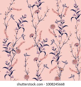 Trendy Floral pattern in the many kind of flowers. Botanical Motifs scattered random. Seamless vector texture. For fashion prints. Printing in hand drawn style on sweet pink background. Trendy Floral pattern in the many kind of flowers. Botanical Motifs scattered random. Seamless vector texture. For fashion prints. Printing in hand drawn style on sweet pink background.