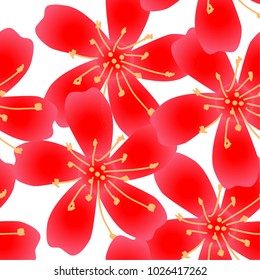 Trendy Floral pattern in the many kind of flowers. Tropical botanical Motifs scattered random. Seamless vector texture. Printing with in hand drawn style.white background