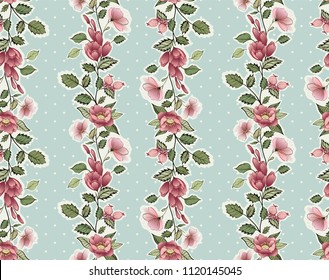 Trendy Floral pattern in the many kind of flowers. Seamless vector texture. Printing with in hand drawn style on dark background
