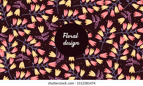 Trendy Floral pattern in the many kind of flowers and leaves background