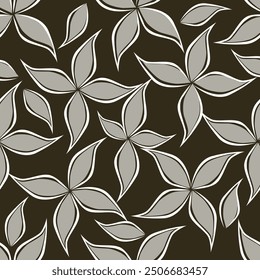 Trendy Floral pattern in the many kind of flowers. Tropical botanical Motifs scattered random. Seamless vector texture. Printing with in hand drawn style on dark background