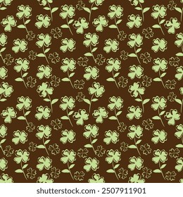 Trendy Floral pattern in the many kind of flowers. Tropical botanical Motifs scattered random. Seamless vector texture. Printing with in hand drawn style on dark background
