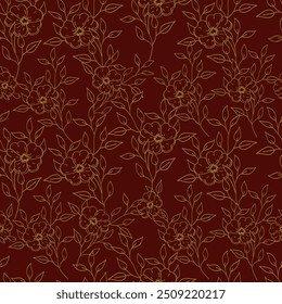 Trendy Floral pattern in the many kind of flowers. Tropical botanical Motifs scattered random. Seamless vector texture. Printing with in hand drawn style on dark background