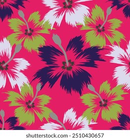 Trendy padrão floral em muitos tipos de flores. Motivos botânicos tropicais espalhados aleatoriamente. Textura de vetor uniforme. Impressão com estilo desenhado à mão em plano de fundo escuro