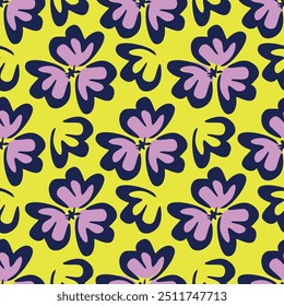 Trendy Floral pattern in the many kind of flowers. Tropical botanical Motifs scattered random. Seamless vector texture. Printing with in hand drawn style on dark background