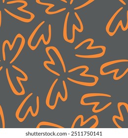 Trendy Floral pattern in the many kind of flowers. Tropical botanical Motifs scattered random. Seamless vector texture. Printing with in hand drawn style on dark background