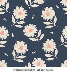 Trendy Floral pattern in the many kind of flowers. Tropical botanical Motifs scattered random. Seamless vector texture. Printing with in hand drawn style on dark background