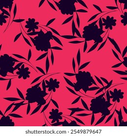 Trendy Floral pattern in the many kind of flowers. Tropical botanical Motifs scattered random. Seamless vector texture. For fashion prints. Printing with in hand drawn style on peach background