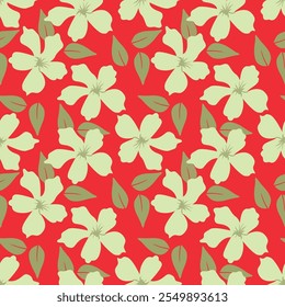 Trendy Floral pattern in the many kind of flowers. Tropical botanical Motifs scattered random. Seamless vector texture. For fashion prints. Printing with in hand drawn style on peach background.