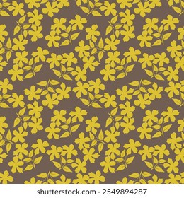 Trendy Floral pattern in the many kind of flowers. Tropical botanical Motifs scattered random. Seamless vector texture. For fashion prints. Printing with in hand drawn style on peach background.
