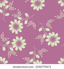 Trendy padrão floral em muitos tipos de flores. Motivos botânicos tropicais espalhados aleatoriamente. Textura de vetor uniforme. Para impressões de moda. Impressão com estilo desenhado à mão sobre fundo de pêssego