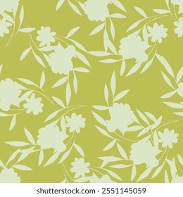 Trendy Floral pattern in the many kind of flowers. Tropical botanical Motifs scattered random. Seamless vector texture. For fashion prints. Printing with in hand drawn style on peach background