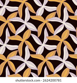 Trendy Floral pattern in the many kind of flowers. Tropical botanical Motifs scattered random. Seamless vector texture. Printing with in hand drawn style on dark background