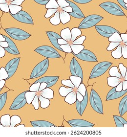Trendy Floral pattern in the many kind of flowers. Tropical botanical Motifs scattered random. Seamless vector texture. Printing with in hand drawn style on dark background
