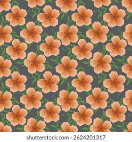 Trendy Floral pattern in the many kind of flowers. Tropical botanical Motifs scattered random. Seamless vector texture. Printing with in hand drawn style on dark background