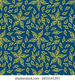 Trendy padrão floral em muitos tipos de flores. Motivos botânicos tropicais espalhados aleatoriamente. Textura de vetor uniforme. Impressão com estilo desenhado à mão em plano de fundo escuro