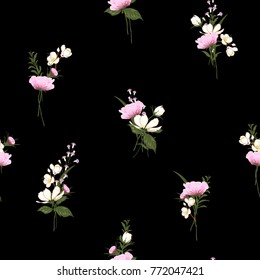 Trendy Floral pattern in the many kind of flowers. Botanical Motifs scattered random. Seamless vector texture for fashion prints. Printing with in hand drawn style on darl black background. Trendy Floral pattern in the many kind of flowers. Botanical Motifs scattered random. Seamless vector texture for fashion prints. Printing with in hand drawn style on darl black background.