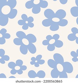 Trendy floral pattern in the style of the 70s with groovy daisy flowers. Vintage style. Pastel color. Retro floral y2k vector design.