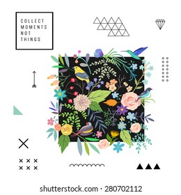 Trendy floral pattern. Vector. Isolated