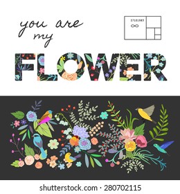 Trendy floral pattern. Vector. Isolated