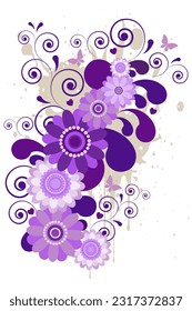 Trendy floral print with a romantic touch. Ideal for creating stylish anniversary announcements and artistic posters designs. Vector illustration.