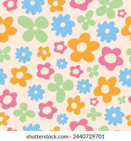Trendy floral seamless illustration. Colorful pastel colors, natural background. Vector.