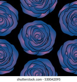 Trendy floral seamless pattern in blue and pink colors. Vector illustration.
