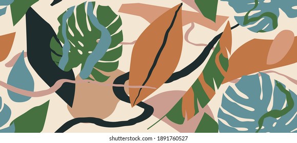 Trendy floral seamless pattern, botanical background