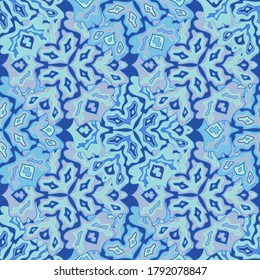 Patrón floral de moda sin fisuras en los colores positivos del verano. El medallón de Mandala deja ornamento de fluidos. Patrón orgánico floral sin soldadura. Diseño de álbumes de Kaleidoscope. Motivos orientales.