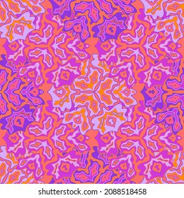 Patrón floral de moda sin fisuras en los colores positivos del verano. Ornamento de flores fluidas de medallón de Mandala. Patrón tropical floral sin soldadura. Diseño de álbumes de Kaleidoscope. Motivos indios.