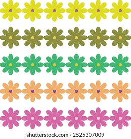 Colección floral de moda sin patrón. Conjunto de ilustración de fondo de flores de estilo vintage de los años 70.