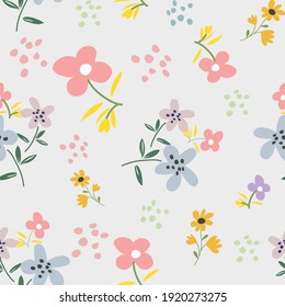 Trendy Floral Seamless Pattern. Earth color pallete. Spring collection for fashion and print. 