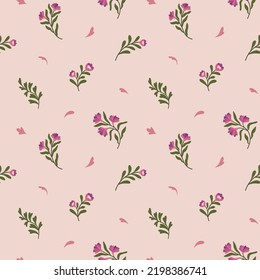 Trendy floral seamless pattern. Fabric design with vector flowers background.