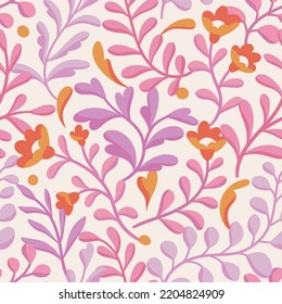 Trendy floral seamless pattern. Fabric design with vector flowers background.