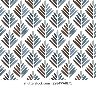 Trendy floral seamless pattern. Fabric design with vector flowers background.Vector geometric seamless brown,green pattern. Modern stylish floral background with leaves.