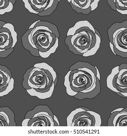 Trendy floral seamless pattern in gray colors. Vector illustration.