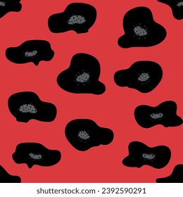 Trendy floral seamless pattern inspired blue and red poppies, floral pattern